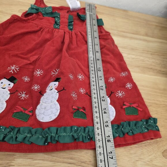 Nanette Kids Christmas Red Corduroy Snowman Dress Toddler *Size 2T* - Picture 8 of 10